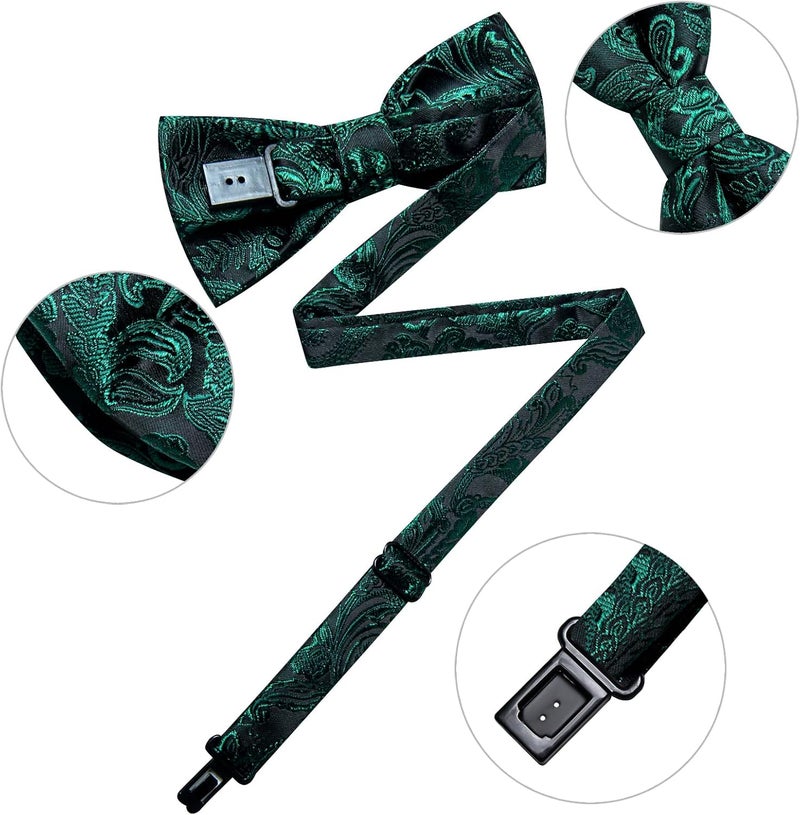 DiBanGu Boys Pre-tied Bow Tie,Silk Adjustable Bowtie and Pocket Square for Age 8-14 Kids Bowtie Wedding School Ceremony Party - Image 5